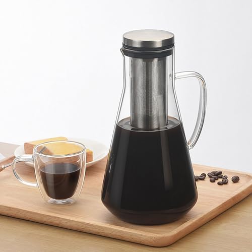 Yosoo Health Gear Cold Brew Iced Coffee Maker Airtight Coffee Pitcher with Scale, 1.6L Iced Tea Maker with Spout, Stainless Steel Filter Temperature Proof Ergonomic Handle Iced Coffee Maker - Image 6