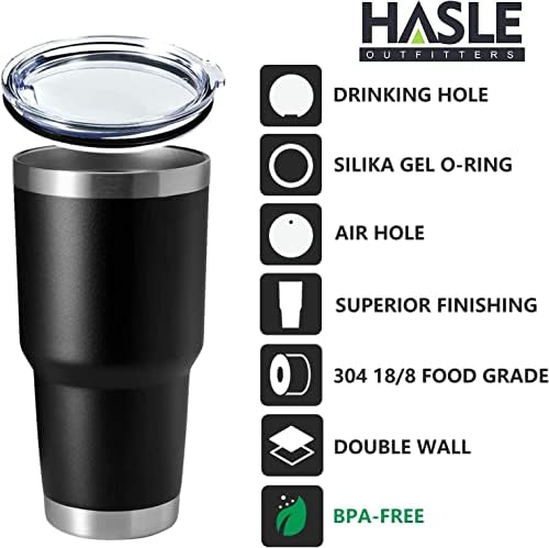 HASLE OUTFITTERS 30oz Stainless Steel Tumbler, Double Wall Vacuum Insulated Travel Mug Tumbler, Durable Insulated Coffee Mug, Gift Box Set (Black, 12) - Image 2
