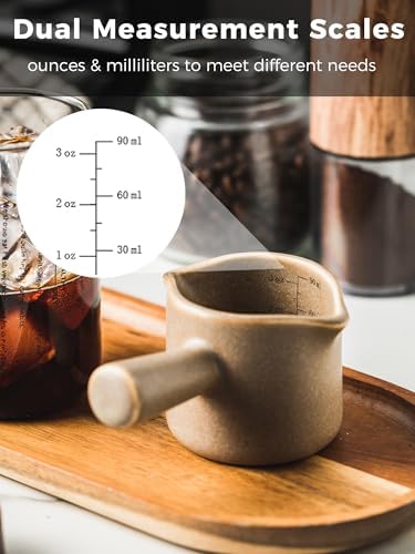 YHOSSEUN YHOJOY Double Spouts Measuring Cups, Ceramic Espresso Cup with Handle, Measuring Espresso Shot Milk Cup 3 Oz - Image 3
