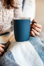 Vinglacé Stainless Steel Coffee Mug- Insulated Hot and Cold Beverage Cup with Glass Insert and Lid, 12 oz, Navy - Image 2