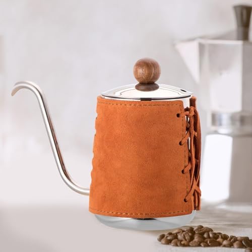 Gooseneck Coffee Kettle Pour Over Kettle Drip Pot Tea Kettle with Handleless Control and Stainless Steel Construction for and Fast Heating, Orange - Image 4