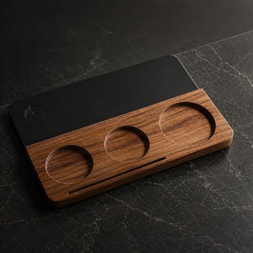 58mm Espresso Tamping Mat Walnut and Leather - Image 5