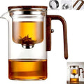 Magnetic Glass Teapot with Infuser, 24oz Borosilicate Tea Pot with Walnut Handle for Loose Leaf Tea, Office Home, Tea Lovers Gift by Aimery