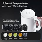 1.5L Electric Kettle Temperature Control, Porcelain White - Image 3