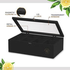 Bambüsi Tea Bag Organizer - Bamboo Tea Box Organizer Storage Box, Tea Bag Holder with Acrylic Window, Magnetic Lid Keeps Tea Bags Fresh - Ideal Gifts Tea Organizer Caddy (Tea Not Included) - Black - Image 6