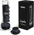 MIAMIO - Espresso Cup Set Ceramic (2.5oz) with saucers-Le Papillon (Black) by MIAMIO