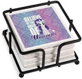 CafePress MLP Rarity Unicorns Tumbled Stone - Set of 4 Coasters Set of 4 w/holder by CafePress