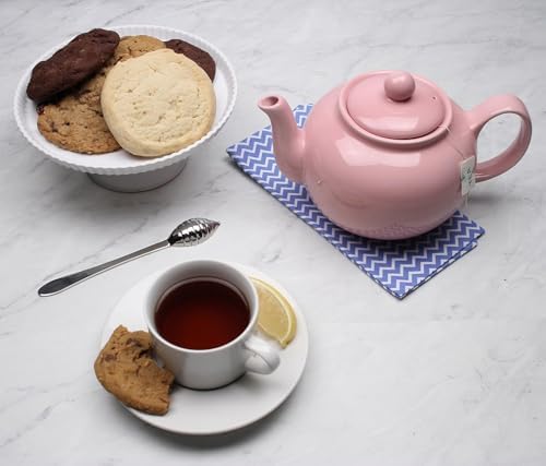 RSVP International Stoneware Teapot Collection, Microwave and Dishwasher Safe, 42 oz, Pink - Image 6