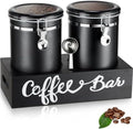 2×63OZ Stainless Steel Coffee Container with Shelf and Scoop for Coffee Bar by Hanber