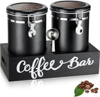 2×63OZ Stainless Steel Coffee Container with Shelf and Scoop for Coffee Bar by Hanber
