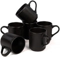OTAGO Coffee Mugs for 6, 12 oz Mug Set, Unique Handcrafted Reactive Glaze Porcelain Coffee Mugs with Handles, Matte Ceramic Cups for Coffee, Tea, Cocoa & Milk, Black by OTAGO
