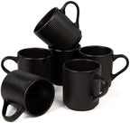 OTAGO Coffee Mugs for 6, 12 oz Mug Set, Unique Handcrafted Reactive Glaze Porcelain Coffee Mugs with Handles, Matte Ceramic Cups for Coffee, Tea, Cocoa & Milk, Black by OTAGO