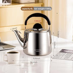6 Quart Whistling Tea Kettle, 18/8 Stainless Steel Large Stovetop Kettle for Gas Stove Induction - Image 2