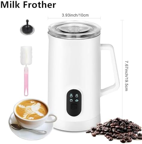 Hot Milk Frother Electric, Automatic Hot and Cold Foam Maker with 360° Rotatable Split Power Socket and 4 Function Keys, Overtemperature Protection for Cappuccino, Latte (Black) - Image 5