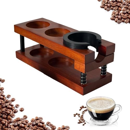 Upgraded Wooden Espresso Tamp Station or 51-58mm Espresso Accessories, Durable Multi Function Tamping Station, Store Your Tamper, Distributor, Portafilter, Coffee Grounds (Premium Tamp Station) by SungazeCoffee