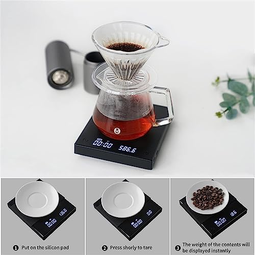 Black Basic+ Electronic Coffee Scale Built-in Auto Timer Digital Espresso Smart Kitchen 2kg - Image 2