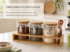 KKC HOME ACCENTS Glass Canisters Set with Bamboo Rack & Spoons, 27oz 3 Pack - Image 2
