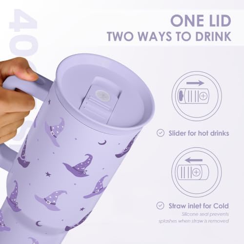 Halloween Stainless Steel Slider Tumbler with Handle 40 Ounces with Lid, Travel Cup, Insulated Bottles for Girls Women - Image 5