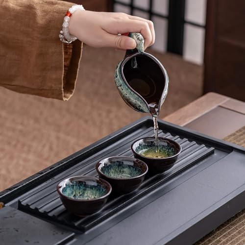 Ceramic Teapot with Infuser Semi Automatic Tea Set Magic Teapot with 8 cups Gradient Color (Gradient Dragon- A) - Image 4