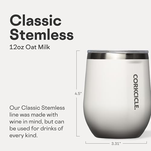 Corkcicle Stemless Wine Tumbler with Lid, 12 oz, Oat Milk - Image 2