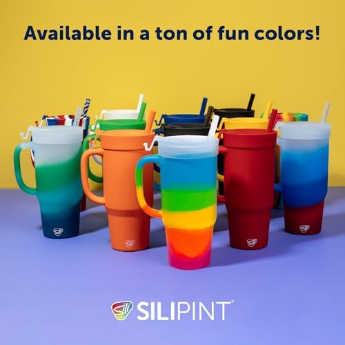 Silipint 32oz Silicone Tumbler with Handle, Flip Lid and Straw – BPA-Free, Non-Toxic, Freezer, Microwave, Dishwasher Safe Tumbler – Perfect for Tea, Smoothies (Prism) Pack of 1 - Image 7