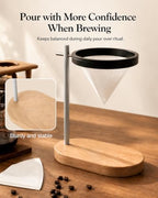 Pour Over Coffee Stand, Dripper-Free Coffee Maker with Magnetic Ring Design, Wooden Base Coffee Brewing Set, Includes Filter Paper, for Pour Over Coffee Lovers - Image 6