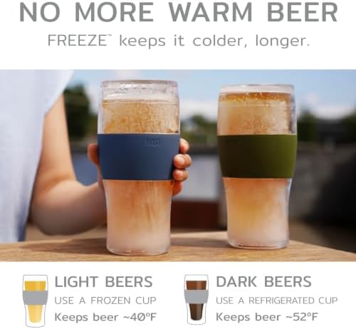 HOST Freeze Beer Glasses, 16 ounce Freezer Gel Chiller Double Wall Plastic Frozen Pint Glass, Set of 4, Black and Grey - Image 2
