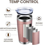MEWAY 20oz Tumbler 12 Pack Double Wall Vacuum Insulated Travel Mug Bulk, Stainless Steel Tumblers with Lid and Straw, Durable Powder Coated Coffee Cups for Cold & Hot Drinks (Rose Gold, 12) - Image 2