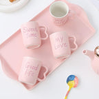 Water Pitcher Ceramic Water Set Tea Set Living Room Water Cup Coffee Cup Home Cup Set new Elegant Tea Set Water Jug(Pink) - Image 4