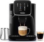 Zulay Kitchen Magia Clasica Automatic Espresso Machine with Built-In Grinder, Touch Panel Coffee Maker, Steam Wand Milk Frother, Adjustable Strength, Self-Cleaning, Black (13" x 17.7" x 9.4") by ZulayKitchen