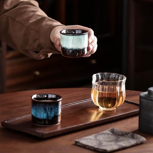Japanese Tea Cups Set of 6, Ceramic Teacups, Chinese Tea Cups for Hot Tea or Coffee, Demitasse Cups 2.5 Ounces Coffee Mugs (mixed exterior) - Image 4