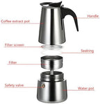 Espresso Coffer Maker Stainless Steel Moka Coffee Pot With Electric Stove Stovetop Expresso Percolator Easy To Clean Italian Cooker Induction Portable Cafeteria Classic Cafe Silver (4 cup) - Image 5