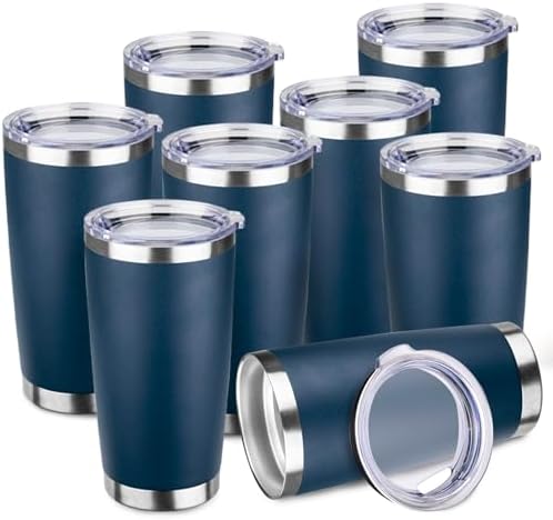 StarSpeed 8 Pack 20oz Stainless Steel Travel Coffee Tumbler,Navy Blue by StarSpeed