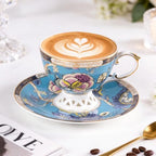 KAMMAK Tea Cups and Saucers Set of 2, Fine Bone China Coffee Cups, GHO03 - Image 4