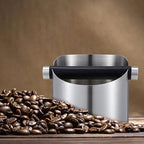 UPKOCH Stainless Steel Coffee Knock Box Set with Anti Slip Mat and Brush - Image 2