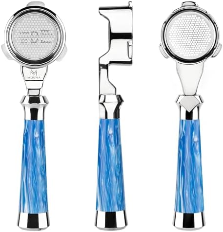 54mm Bottomless Portafilter Fits Breville Sage Barista Express Machines - MUVNA 3 Ear Naked Portafilter with 16g Double-layer Filter Basket, Blue by MUVNA