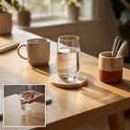 6 Pcs Marble Coasters Set, 3.9 in Round, 0.5 in Thick Natural Beige Stone Drink Coasters with Cork Base, Heat-Resistant Cup Mats for Home, Office Coffee Table Decor - Image 6