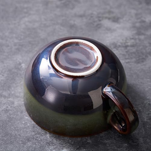 Coffeezone Set of 6 Vintage Design 12 oz Professional Barista Ceramic Latte Art Cappuccino Cups Set (Sea Grey * 6) - Image 4