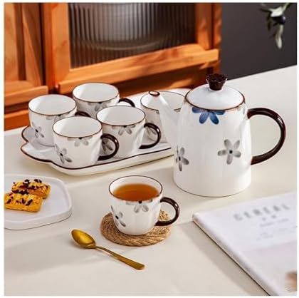 Water Pitcher Ceramic Cold Kettle Water Set Creative Tea Set Coffee Set Souvenir 8-piece Set Gift Tea Party Essentials Water Jug by Unknown