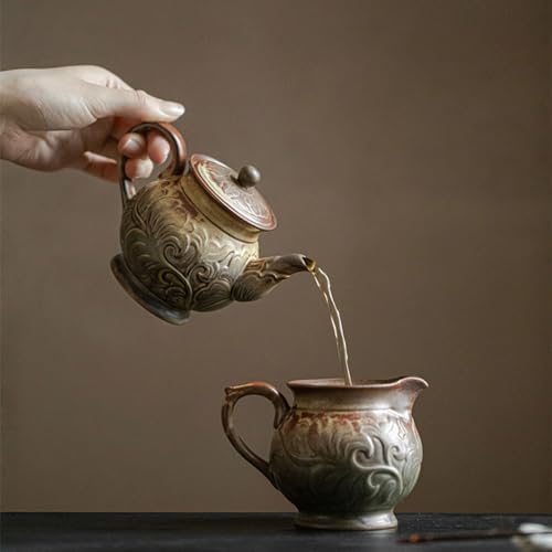 Tea Pots For Loose Tea Ceramic Kung Fu Tea Set Teapot Living Room Household Large Teapot Engraved Retro Hand-held Pot Tea Infuser Pot - Image 5
