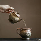 Tea Pots For Loose Tea Ceramic Kung Fu Tea Set Teapot Living Room Household Large Teapot Engraved Retro Hand-held Pot Tea Infuser Pot - Image 5