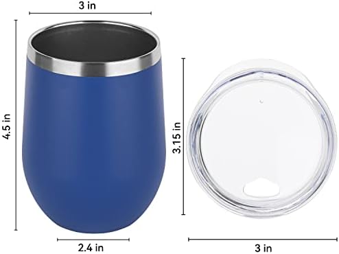 DOMICARE Stainless Steel Wine Tumbler Bulk with Lid, Personalized Insulated Tumblers Set, 12oz Travel Coffee Cups Pack of 12, Dark Blue - Image 4