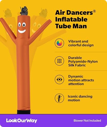 LookOurWay Air Dancers Wacky Waving Inflatable Tube Man Attachment - 7 Feet Tall Advertising Air Dancer Waving Man Inflatable Tube Guy - Blower Not Included - Orange - Image 2