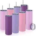 8 Pcs 20oz Insulated Stainless Steel Tumbler with Lid and Straw, Purple by Patelai