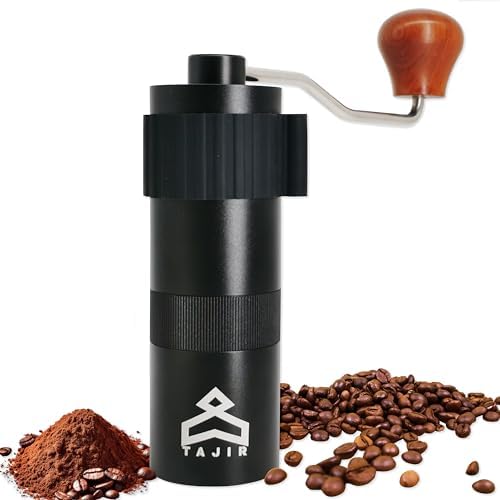 Tajir Premium Manual Coffee Grinder with Stainless Steel Conical Burr and Aluminum body, and Adjustable Settings for Pour Over | French Press | Espresso | Cold Brew, great for home use, travel, gifts. by Unknown