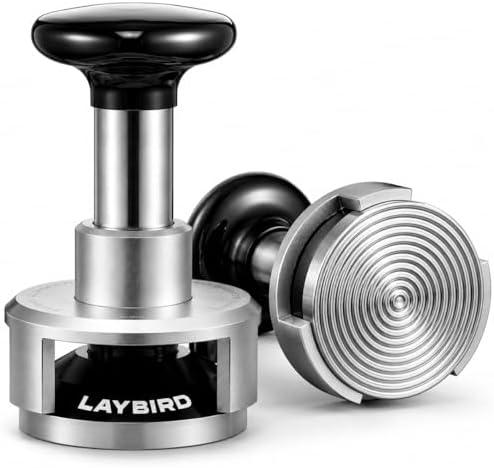 TriPress Espresso Tamper, Fits 53.3mm & 54mm, 25lb Self-Leveling by LAYBIRD