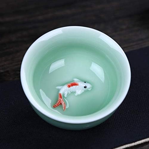 SGSG Japanese Cast Iron Tetsubin Teapot Chinese Tranditional Porcelain Celadon Carp Pattern Kung Fu Tea Set Teapot and Tea Cup 9 Pcs, for Home Office Business T - Image 3