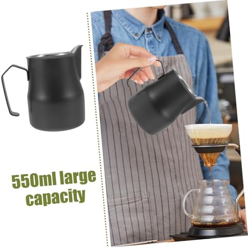 Milk Frothing Pitcher Stainless Steel Black 550ml for Latte Art - Image 7