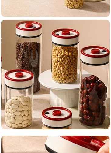 Press Type Vacuum Sealed Glass Canister, Evacuated Storage Bottle for Coffee Bean, Tea and Dry Food, Household Preservation Container (1800ML C4533D) - Image 4