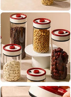 Press Type Vacuum Sealed Glass Canister, Evacuated Storage Bottle for Coffee Bean, Tea and Dry Food, Household Preservation Container (1800ML C4533D) - Image 4